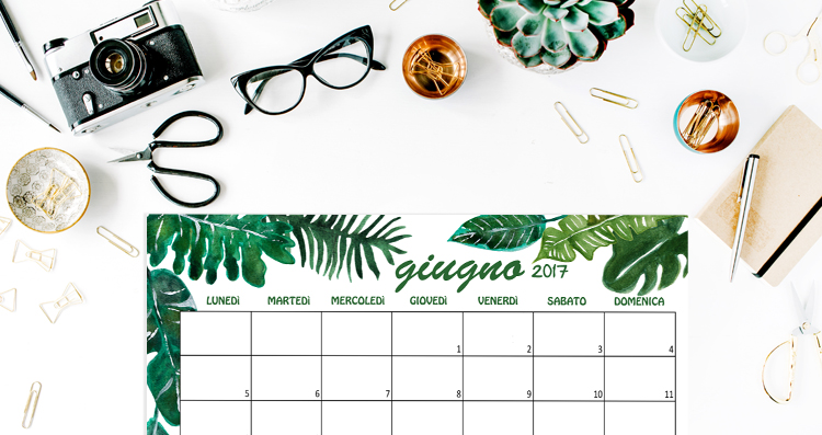 Calendario Giugno 2017 Free printable Monstera urban jungle