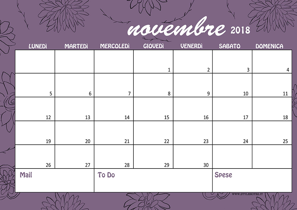 Calendario Sfondi Novembre 2018